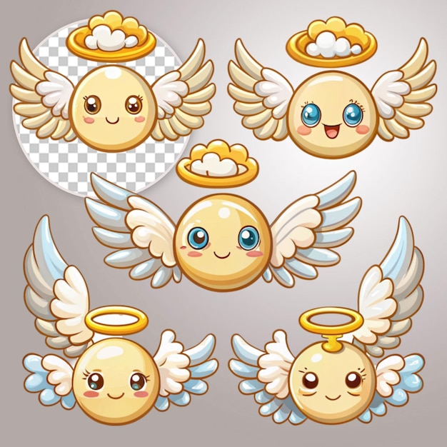 PSD hand drawn angel halo element collection on transparent background