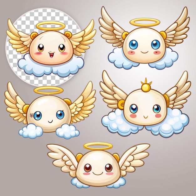 PSD hand drawn angel halo element collection on transparent background