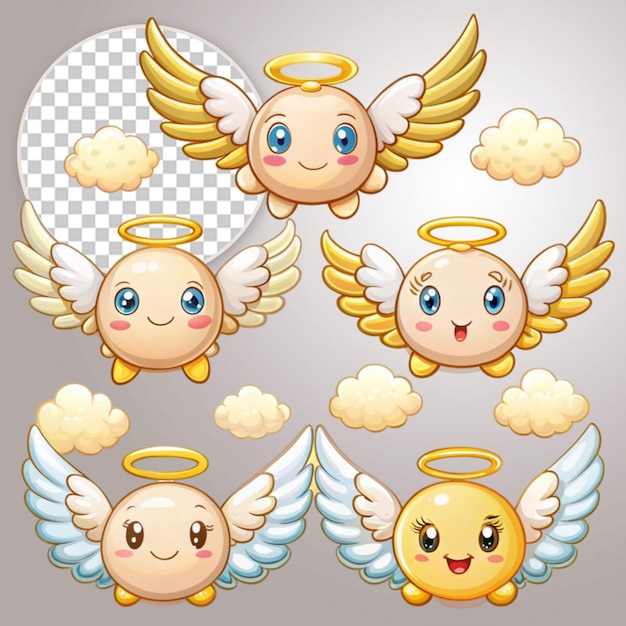 PSD hand drawn angel halo element collection on transparent background