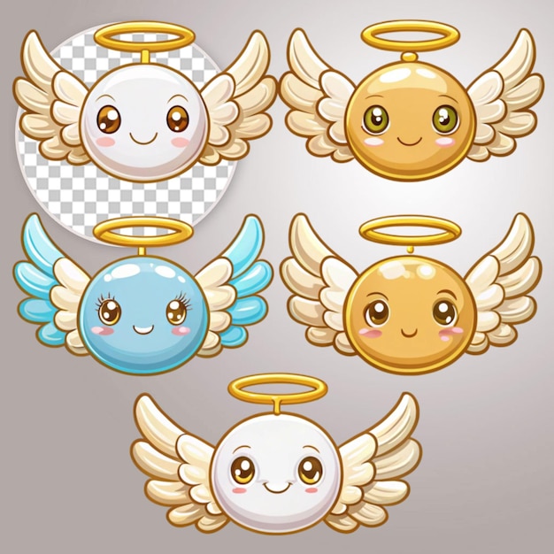 PSD hand drawn angel halo element collection on transparent background