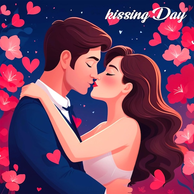 PSD hand drawn asian couple illustration