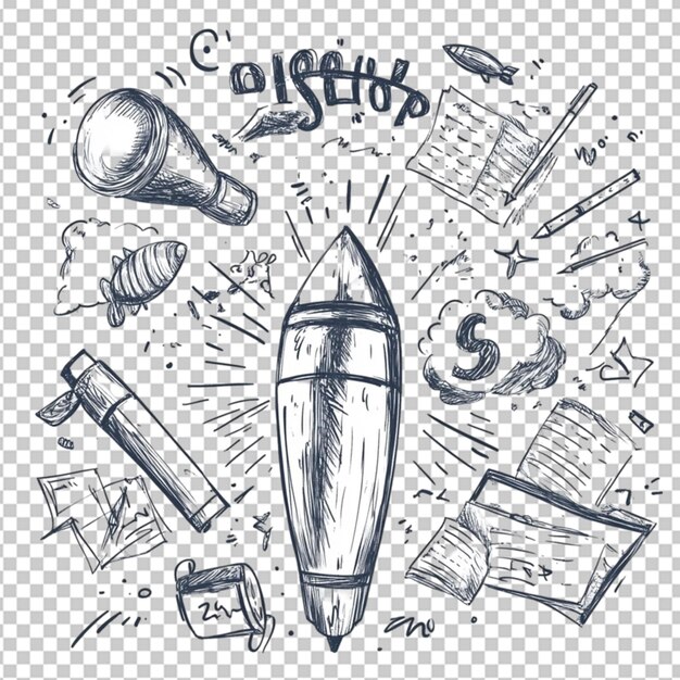 PSD a hand drawn doodle concept on transparent background