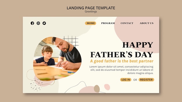 PSD hand drawn father's day landing page