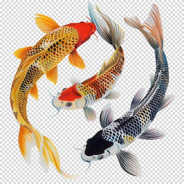 PSD hand drawn fish isolated on transparent background world fish migration day