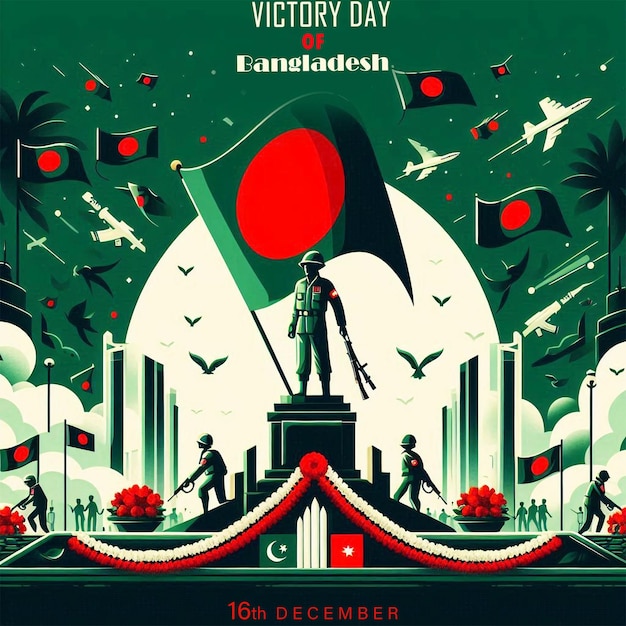 PSD hand drawn flat bangladesh victory day illustration template