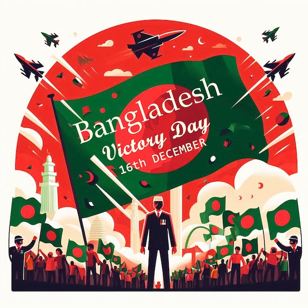 PSD hand drawn flat bangladesh victory day illustration with white background