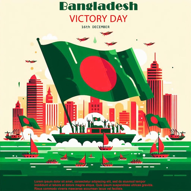 PSD hand drawn flat bangladesh victory day illustration with white background