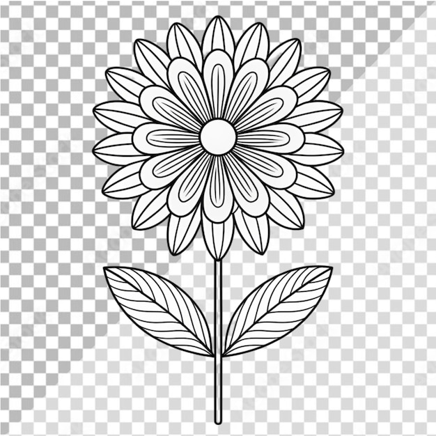 Hand drawn flat design simple flower on transparent background