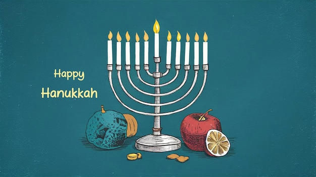 Hand drawn flat hanukkah illustration