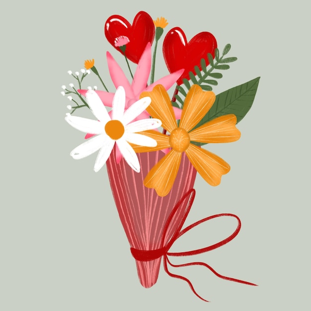 hand drawn flower bouquet for valentines day