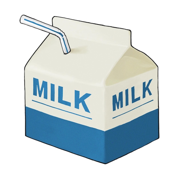 hand drawn of fresh boxed milk