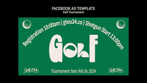 PSD hand drawn golf tournament facebook template