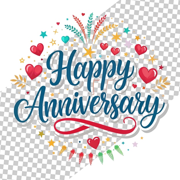 Hand drawn happy anniversary lettering background