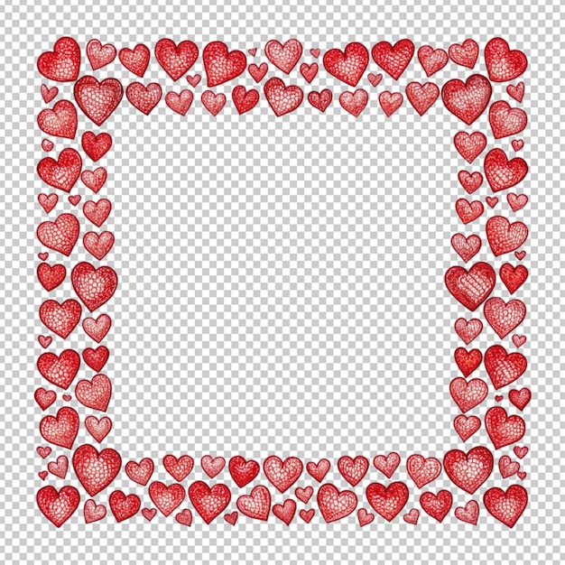 PSD hand drawn hearts border and frame on transperent back ground