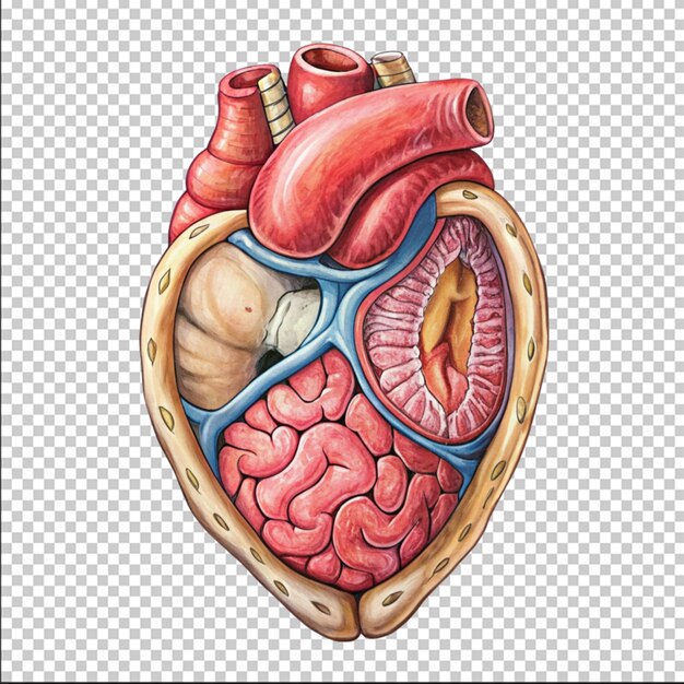 PSD hand drawn human internal organ with heart