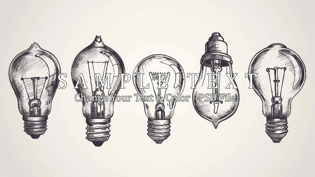 PSD hand drawn illustration of light bulbs