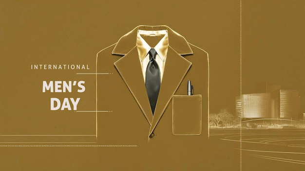 PSD hand drawn international mens day horizontal banner template design