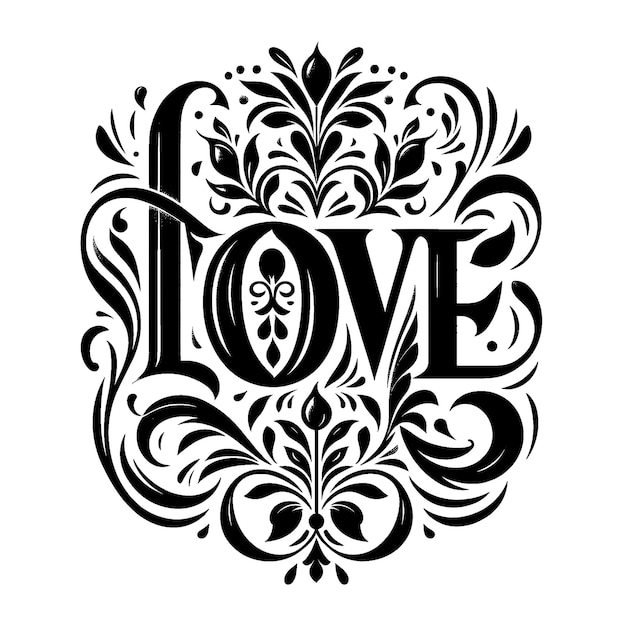 PSD hand drawn love calligraphy black on transparent background