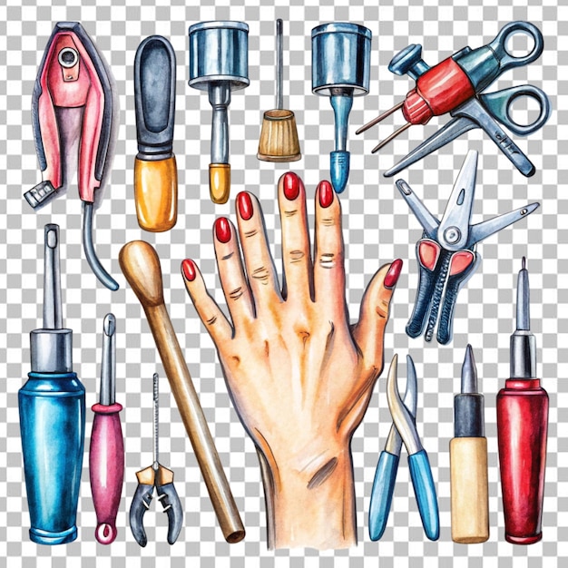 PSD hand drawn manicure illustration