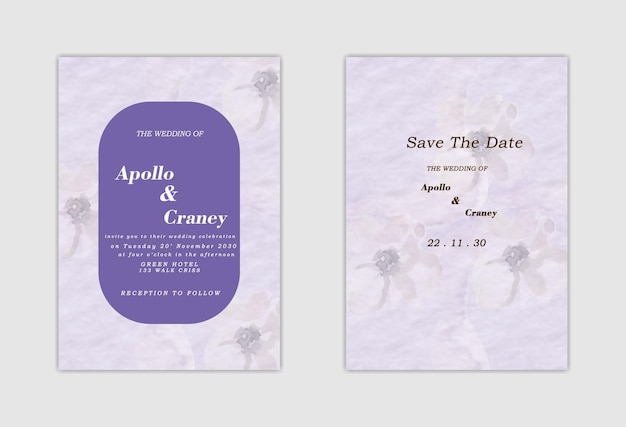 Hand drawn minimal wedding invitation template psd premium