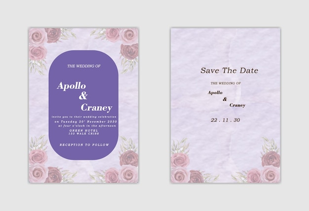 Hand drawn minimal wedding invitation template psd premium