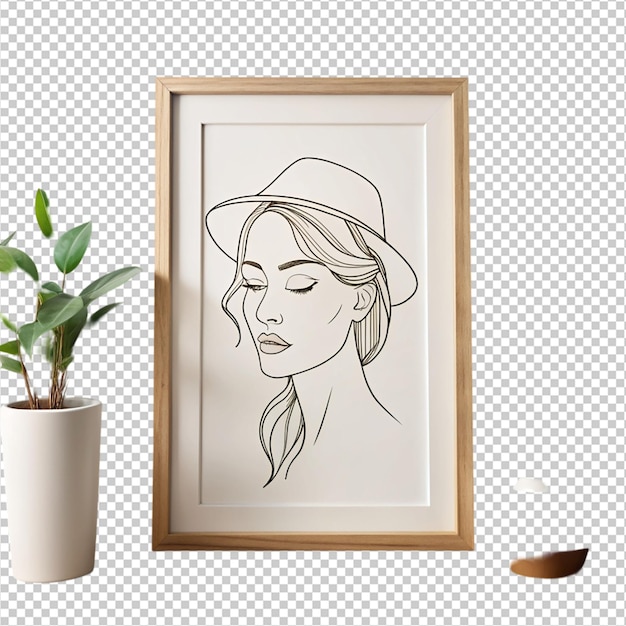 PSD hand drawn one line art illustration