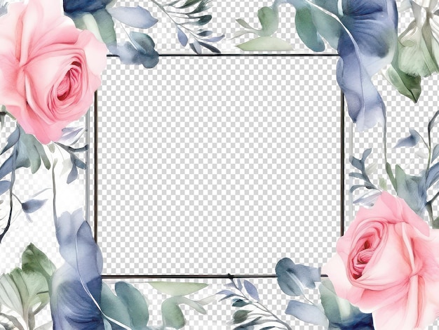 PSD hand drawn red anemone flower frame with design space