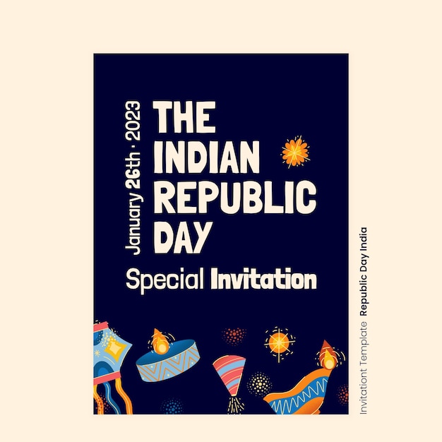 Hand drawn republic day invitation