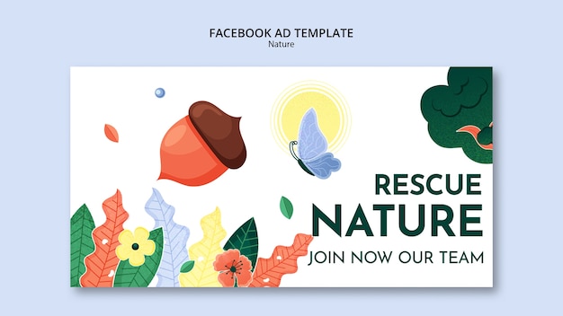 PSD hand drawn rescue nature facebook template