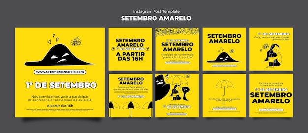 PSD hand drawn setembro amarelo  instagram posts