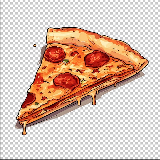 PSD hand drawn slice of pizza on white background