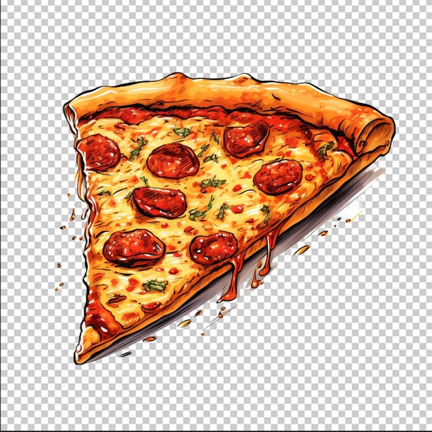 PSD hand drawn slice of pizza on white background