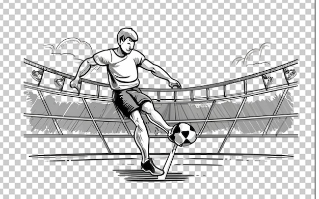 hand drawn soccer player outline illustration