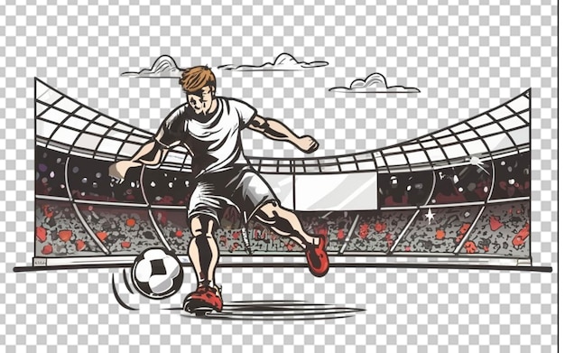 PSD hand drawn soccer player outline illustration