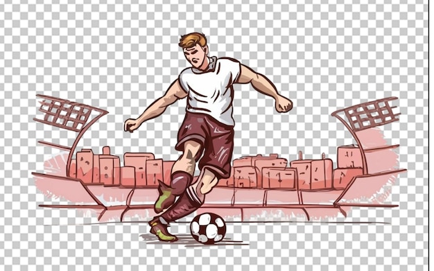 PSD hand drawn soccer player outline illustration