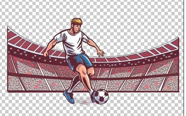 PSD hand drawn soccer player outline illustration