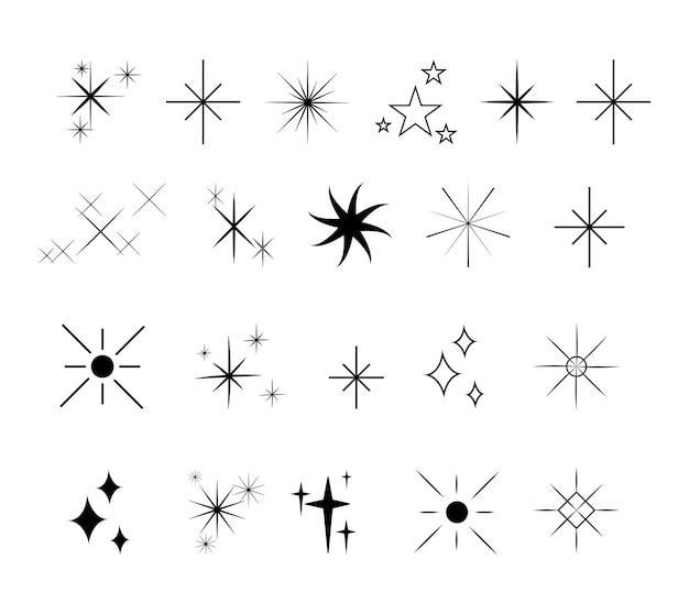 PSD hand drawn sparkling star collection