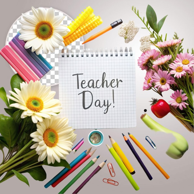 Hand drawn teachers39 day on transparent background