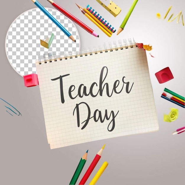 Hand drawn teachers39 day on transparent background