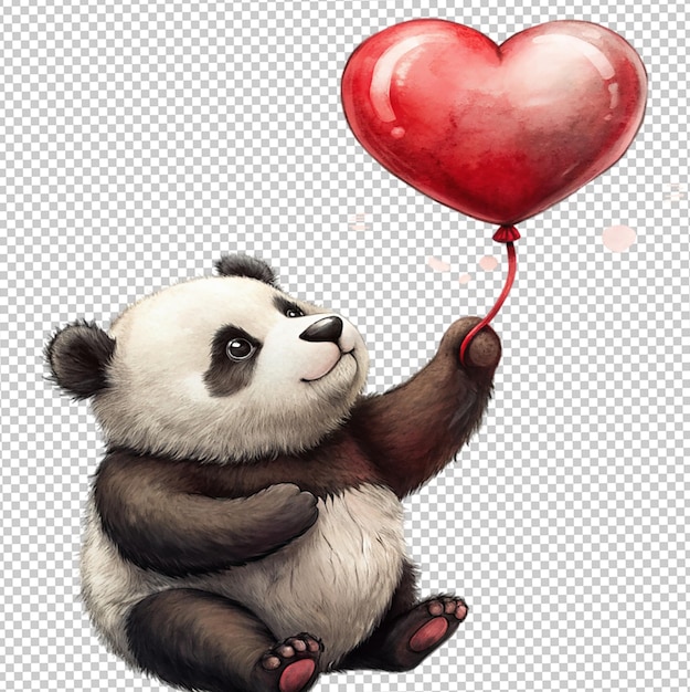 Hand drawn valentines day panda couple