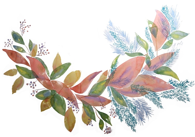 PSD hand drawn watercolour botanical pattern