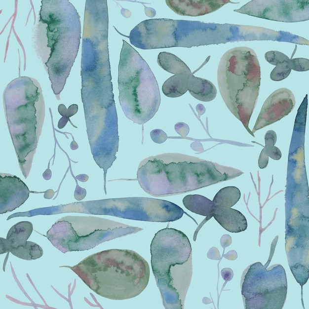 Hand drawn watercolour leaves pattern