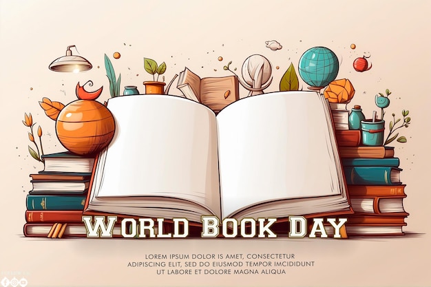 Hand drawn World Book Day concept background