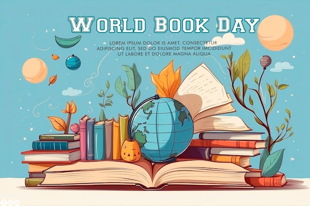 Hand drawn World Book Day concept background