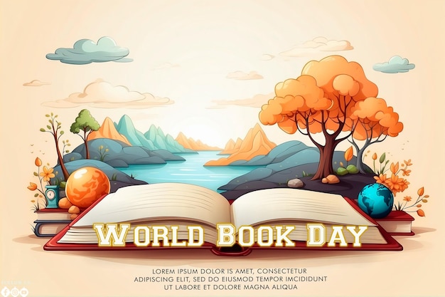 Hand drawn World Book Day concept background