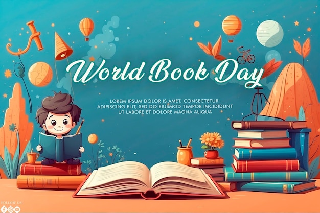 Hand drawn World Book Day concept background