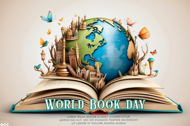 Hand drawn World Book Day concept background