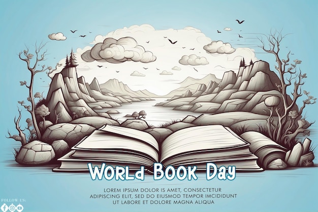 Hand drawn World Book Day concept background