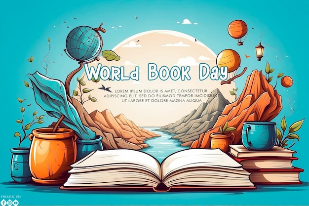 Hand drawn World Book Day concept background