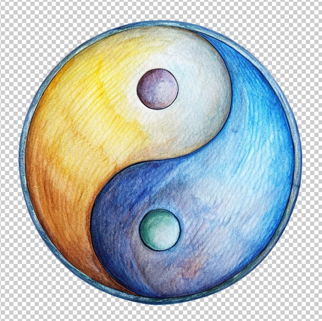 hand drawn ying yang symbol of harmony and balance on transparent background